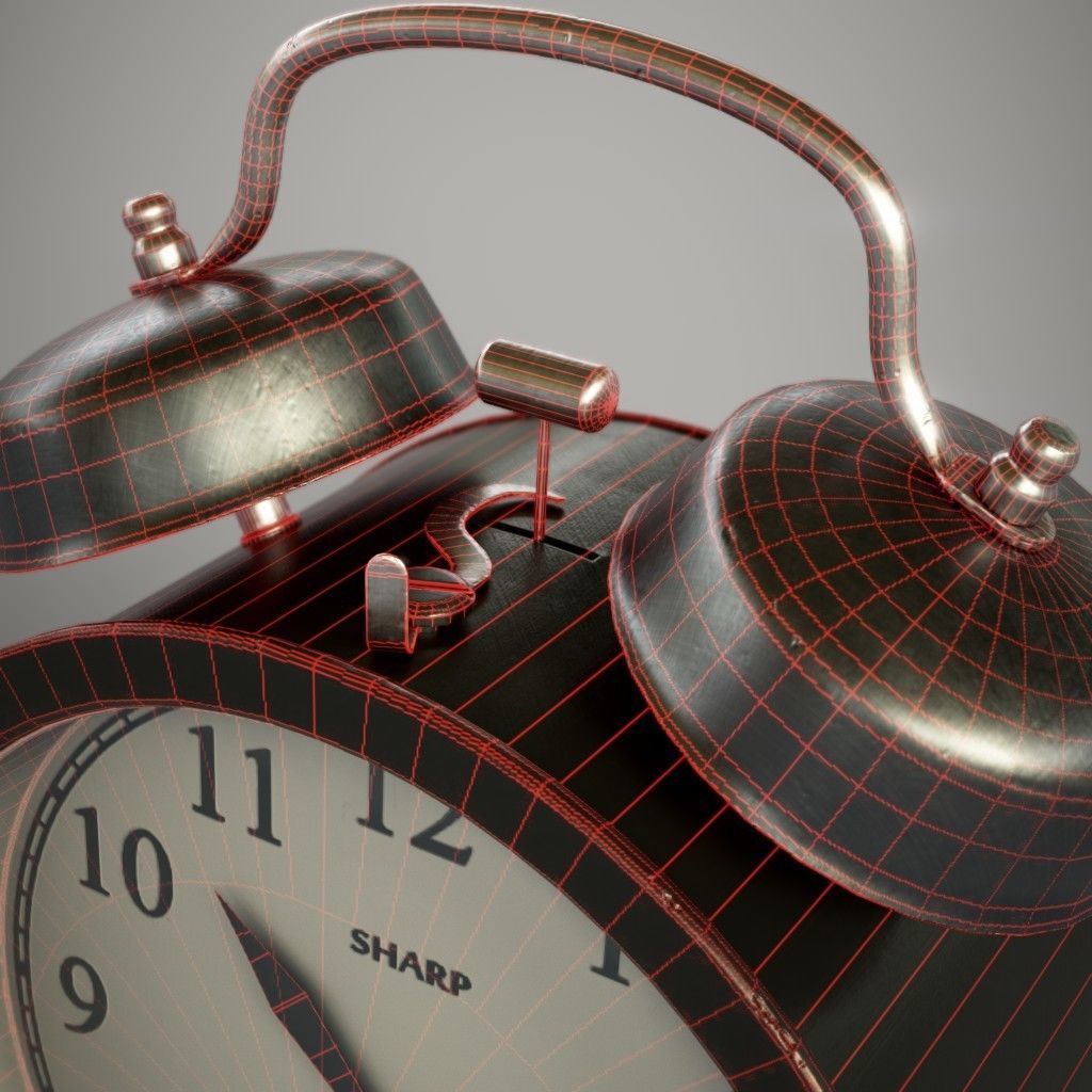 Alarm Clock Low-poly 3D model_9