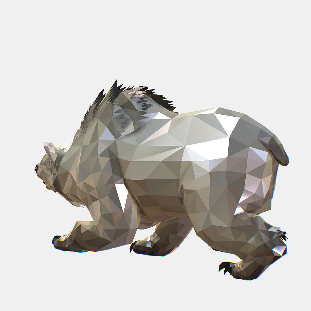 Animated Low Poly Art Arctic animal White Bear Low-poly 3D model_27