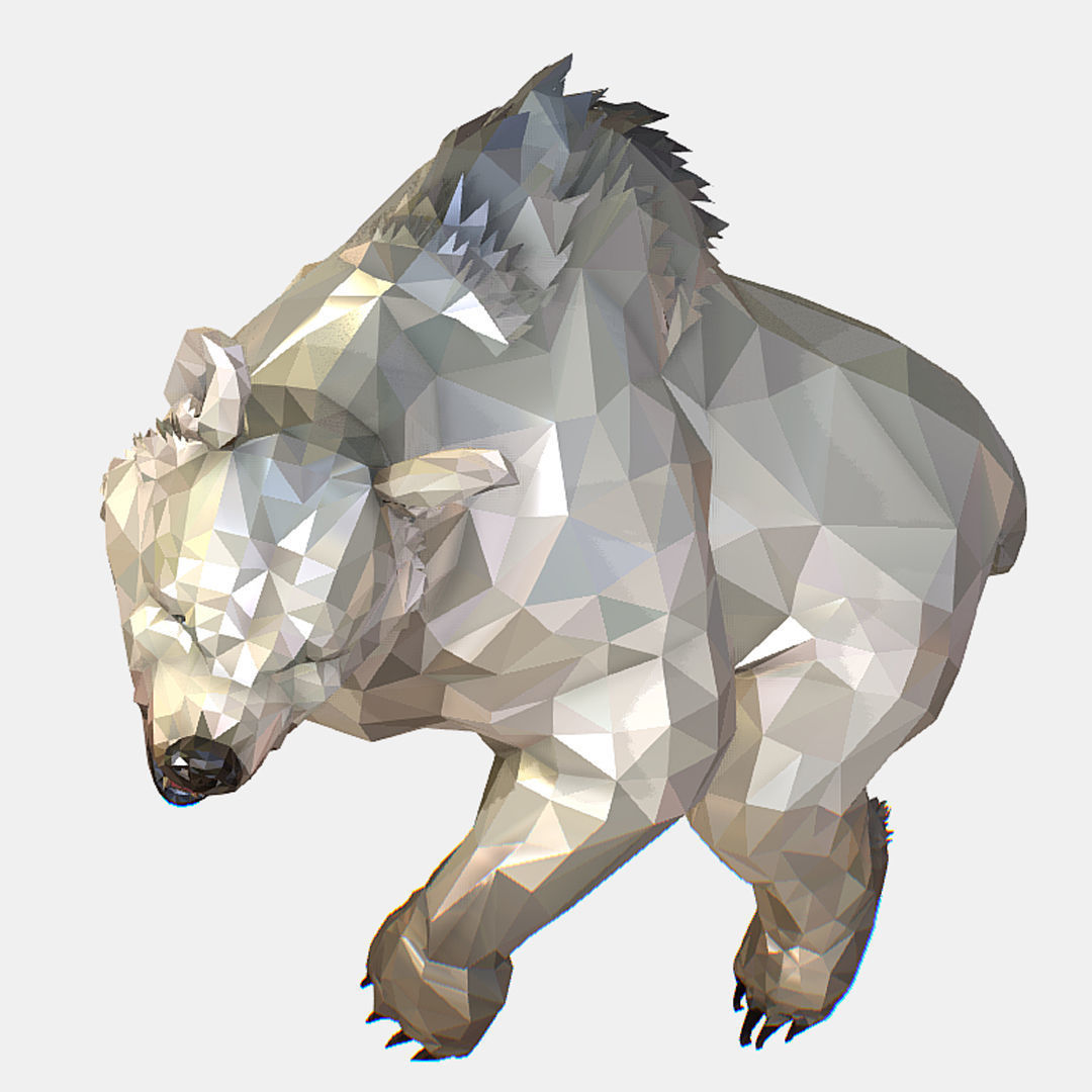 Animated Low Poly Art Arctic animal White Bear Low-poly 3D model_56