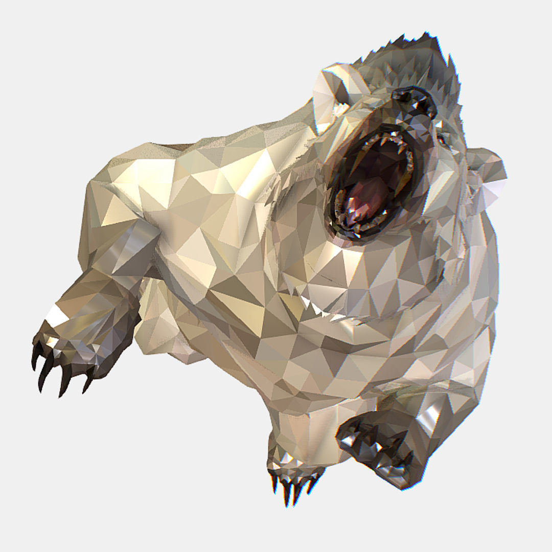 Animated Low Poly Art Arctic animal White Bear Low-poly 3D model_55