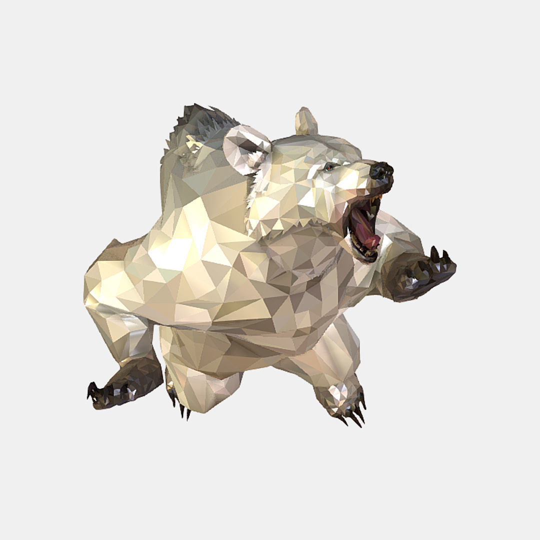 Animated Low Poly Art Arctic animal White Bear Low-poly 3D model_50