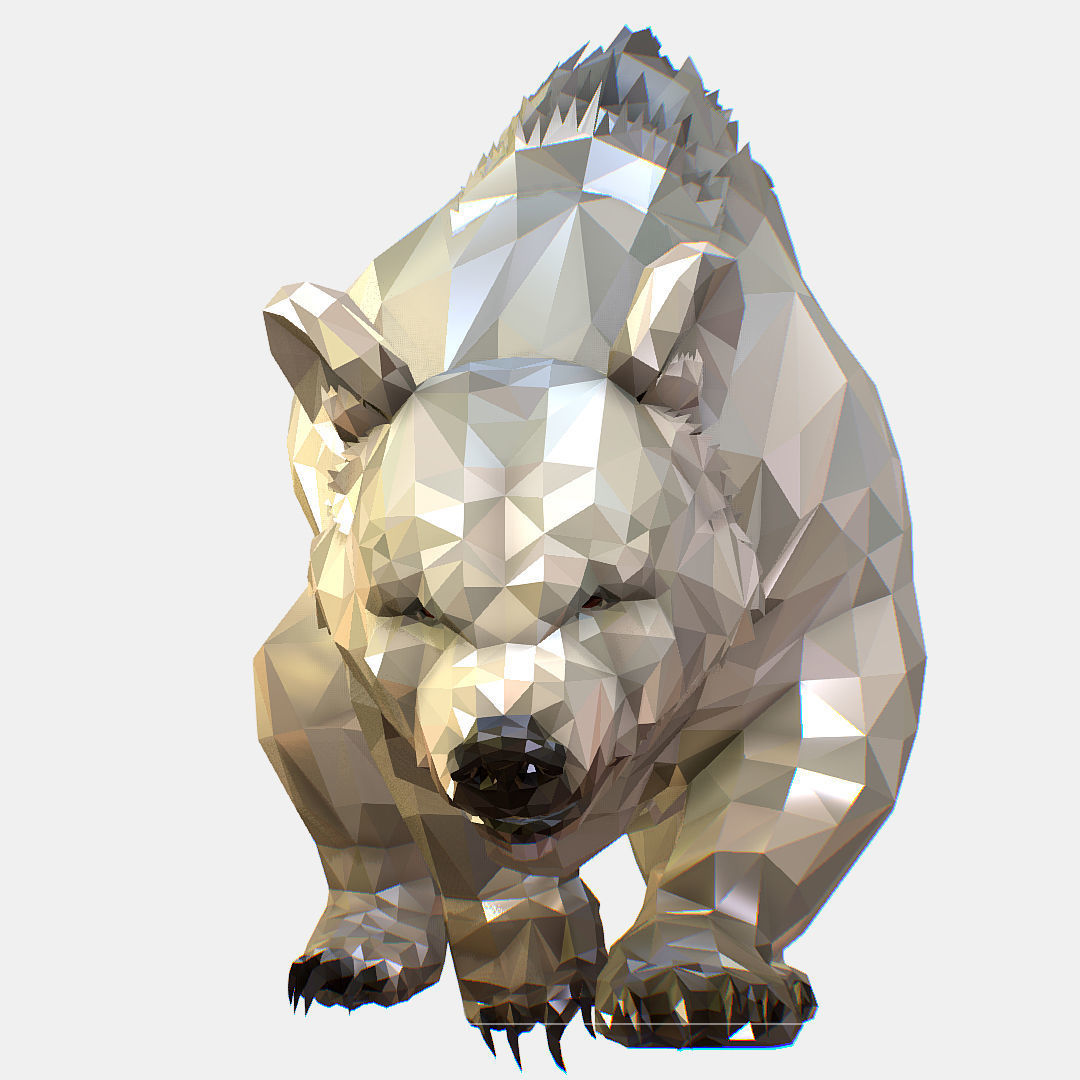 Animated Low Poly Art Arctic animal White Bear Low-poly 3D model_39