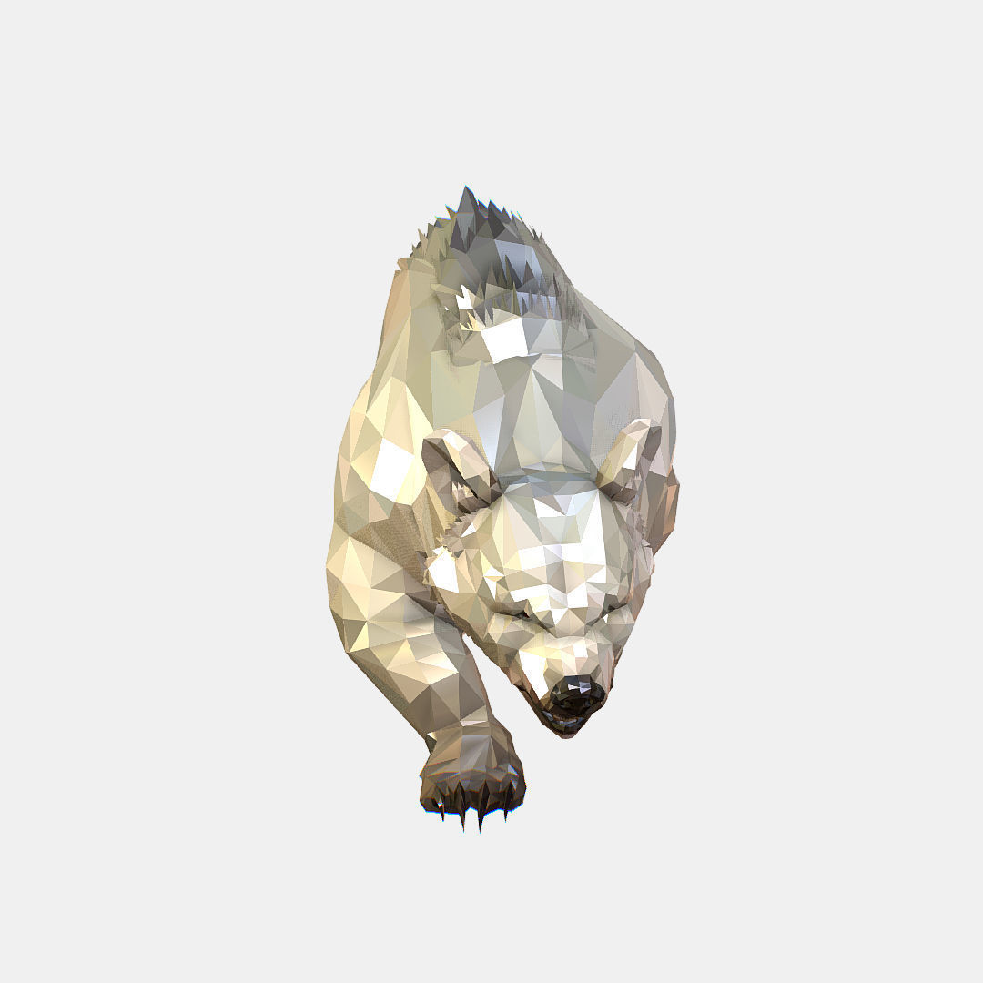Animated Low Poly Art Arctic animal White Bear Low-poly 3D model_34
