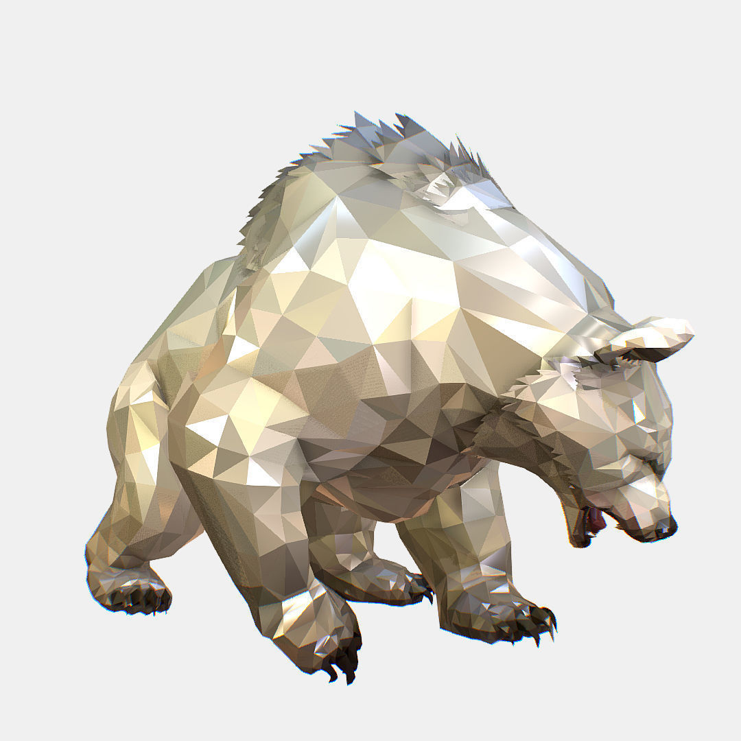 Animated Low Poly Art Arctic animal White Bear Low-poly 3D model_11