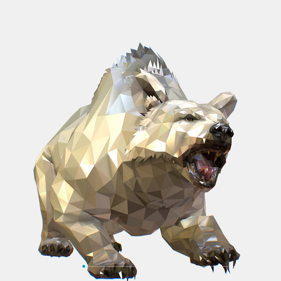 Animated Low Poly Art Arctic animal White Bear Low-poly 3D model_24