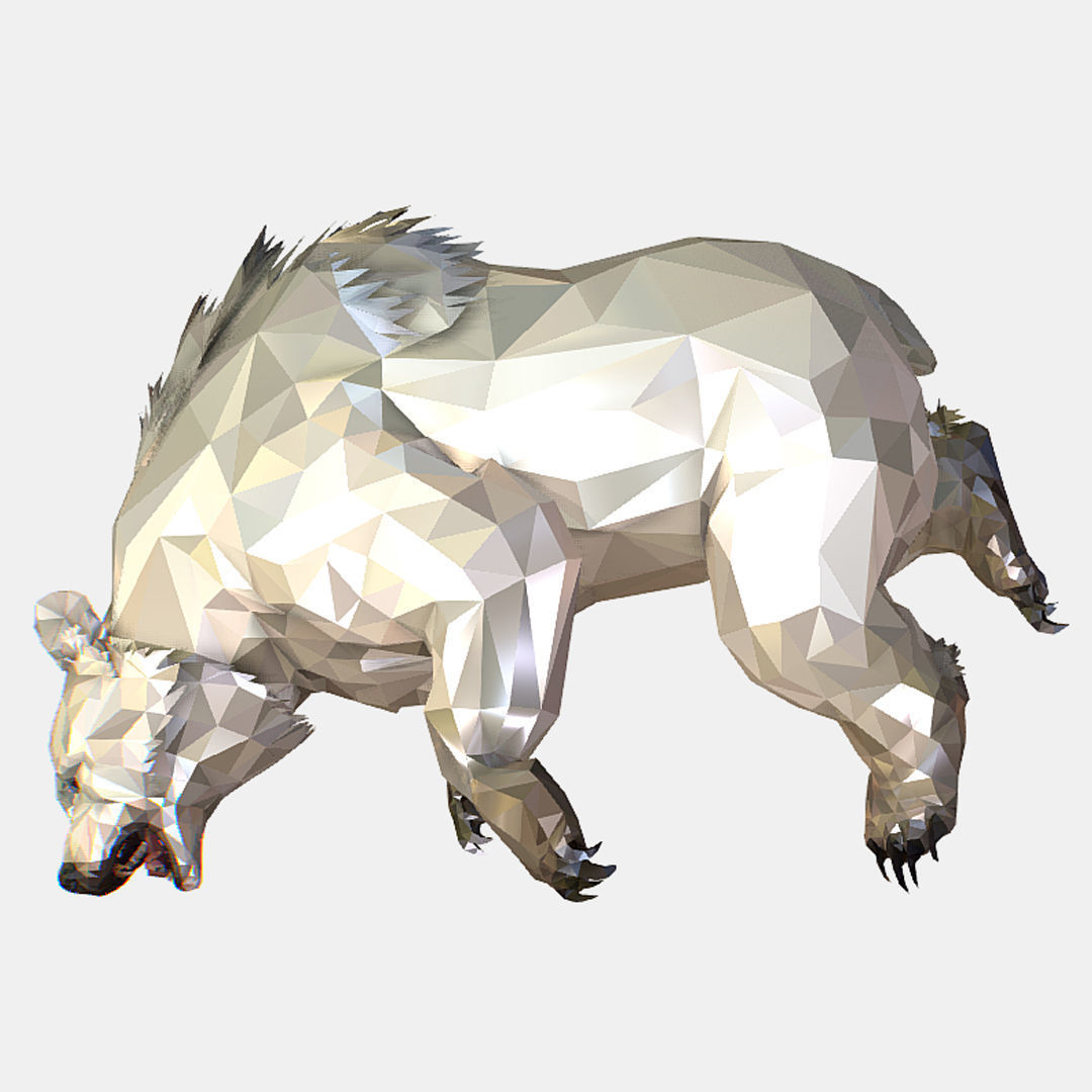Animated Low Poly Art Arctic animal White Bear Low-poly 3D model_51