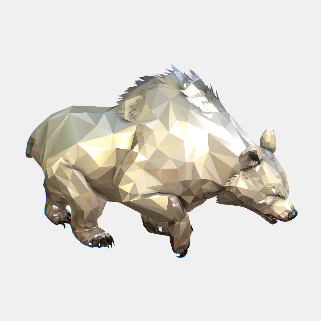 Animated Low Poly Art Arctic animal White Bear Low-poly 3D model_38
