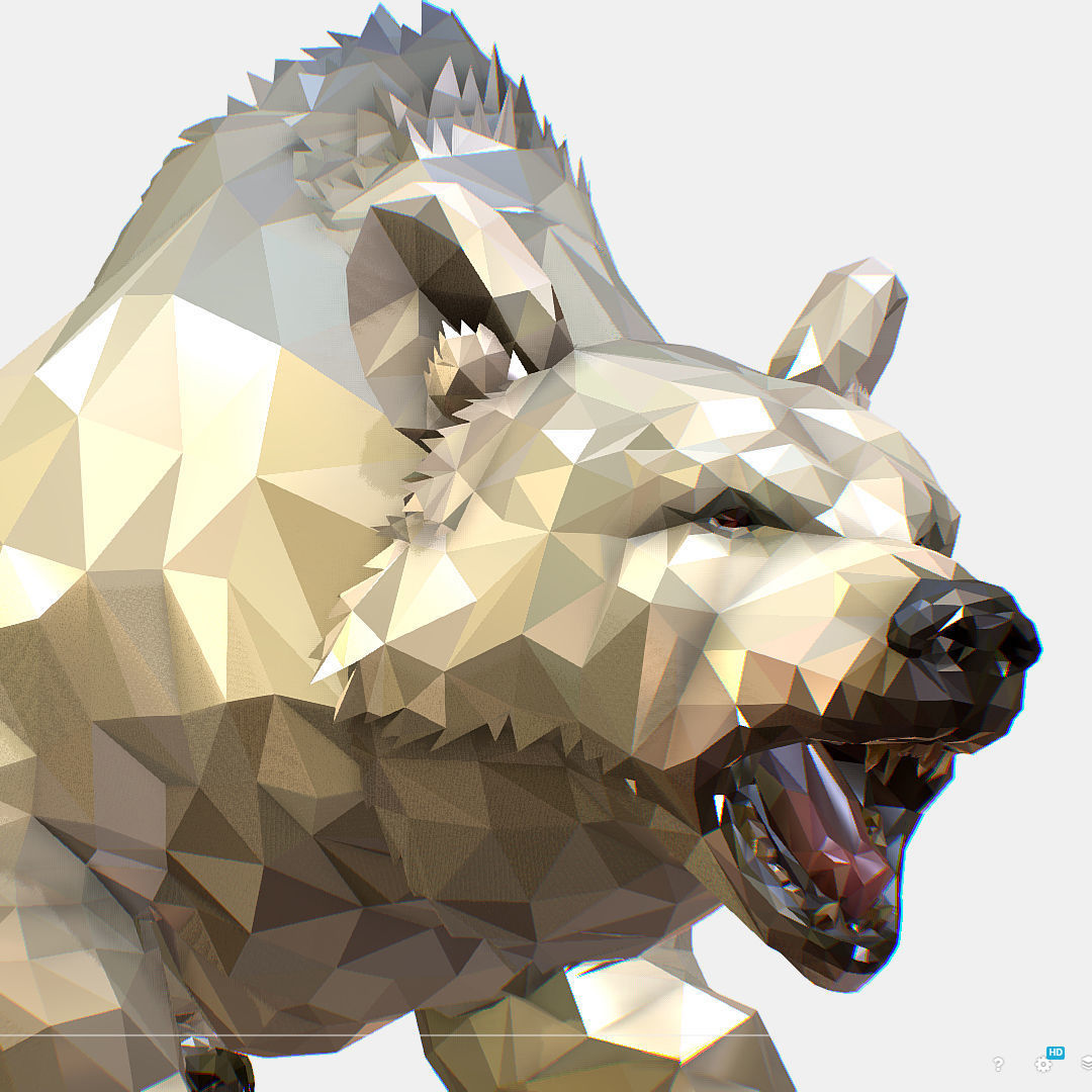 Animated Low Poly Art Arctic animal White Bear Low-poly 3D model_21