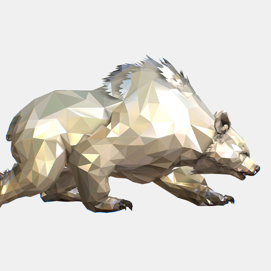Animated Low Poly Art Arctic animal White Bear Low-poly 3D model_32