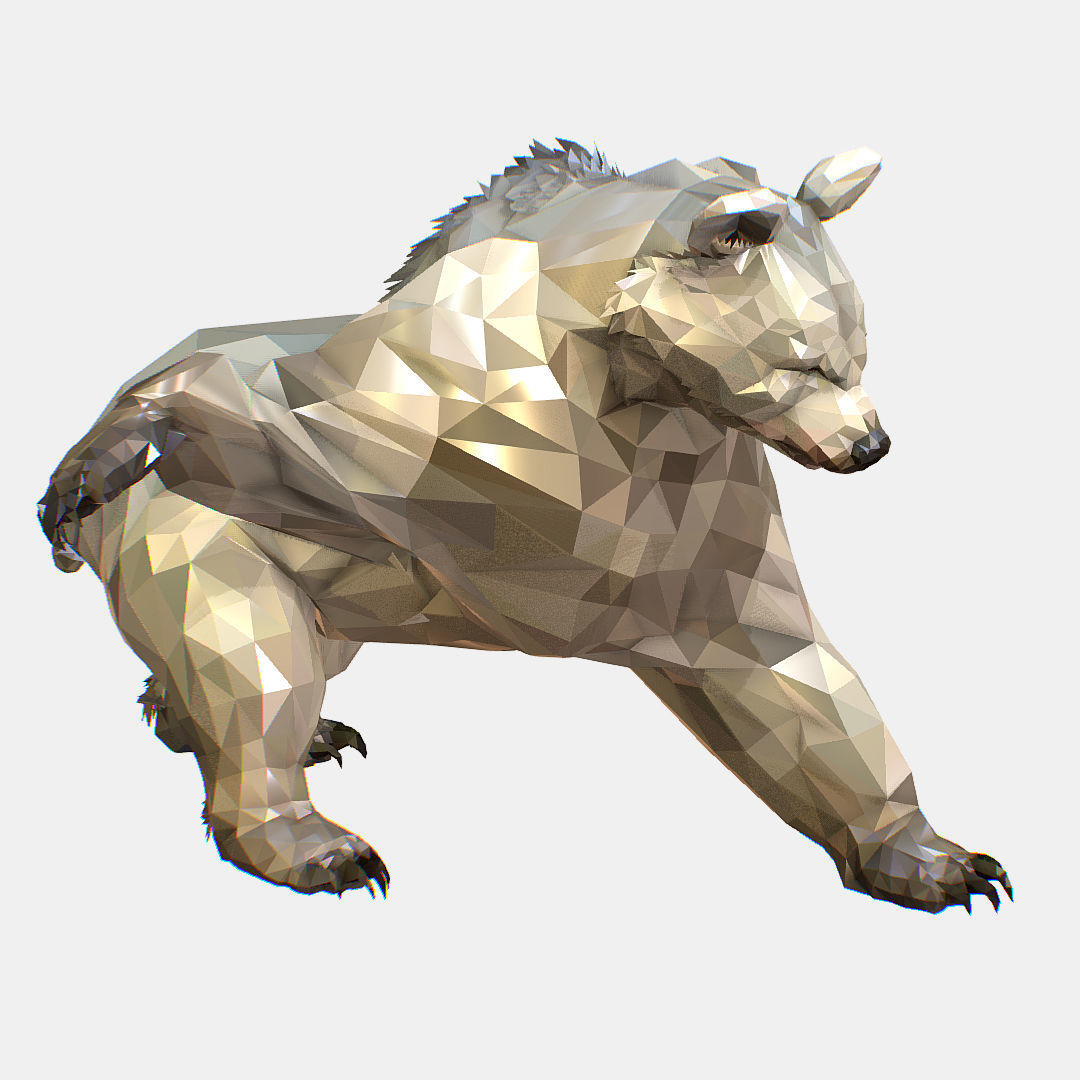Animated Low Poly Art Arctic animal White Bear Low-poly 3D model_10