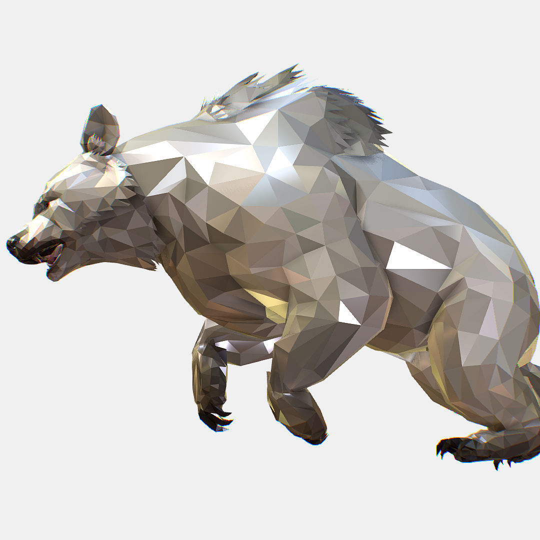 Animated Low Poly Art Arctic animal White Bear Low-poly 3D model_7