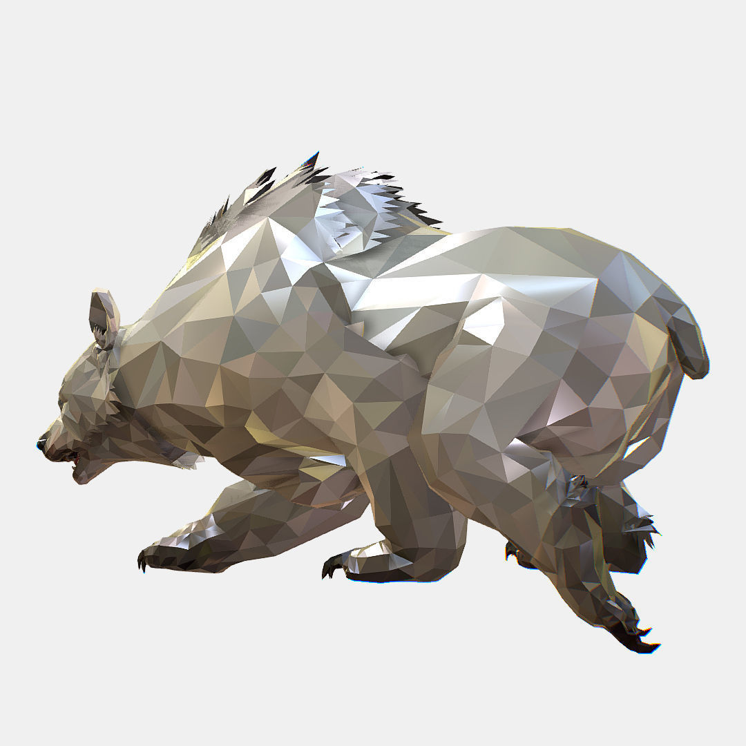 Animated Low Poly Art Arctic animal White Bear Low-poly 3D model_36