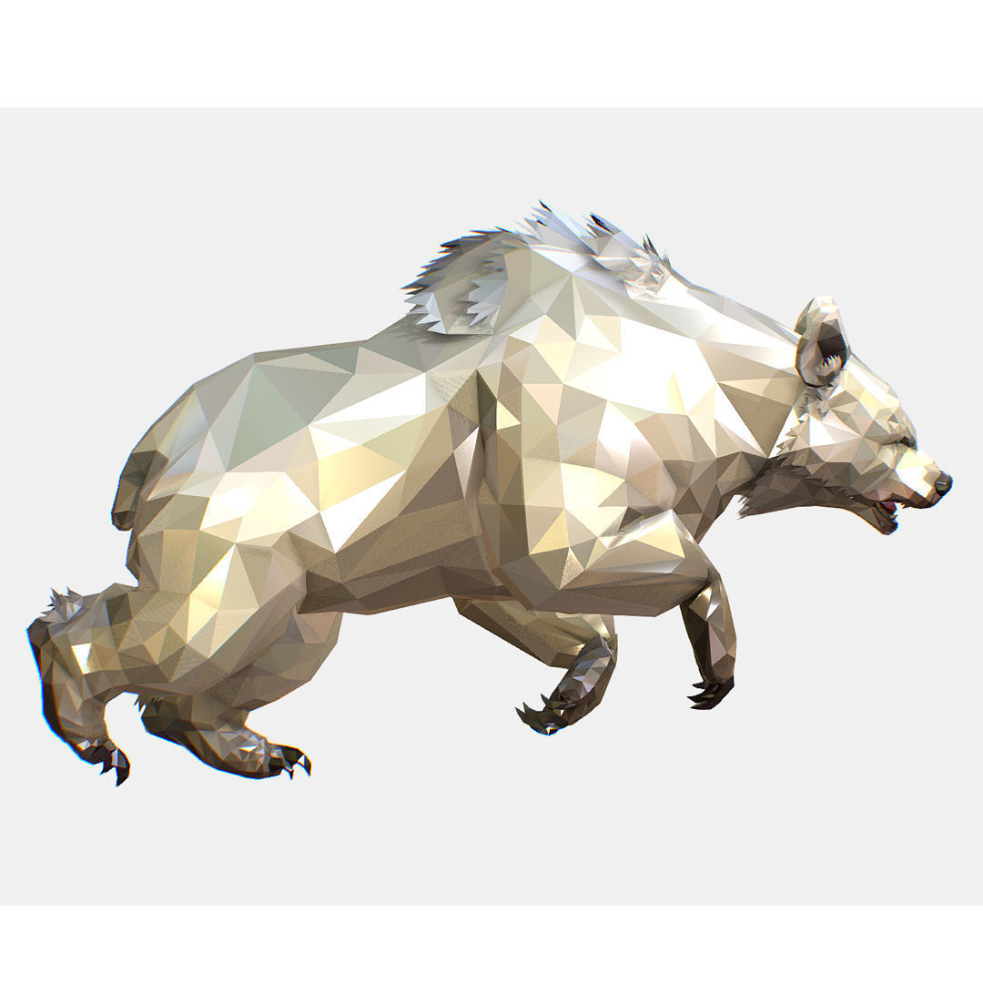 Animated Low Poly Art Arctic animal White Bear Low-poly 3D model_3