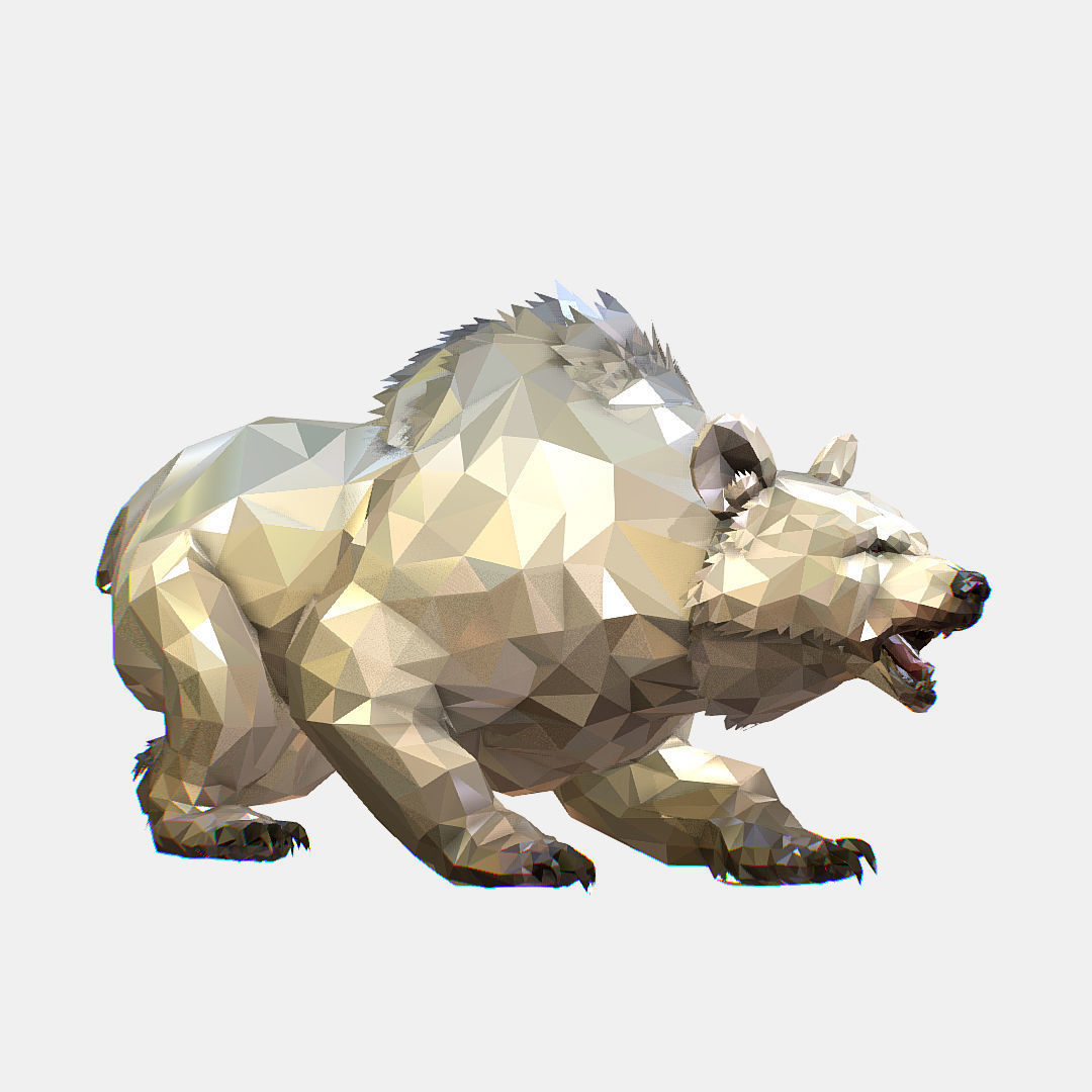 Animated Low Poly Art Arctic animal White Bear Low-poly 3D model_25