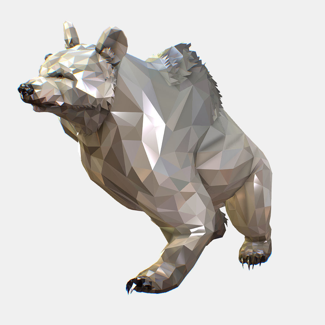 Animated Low Poly Art Arctic animal White Bear Low-poly 3D model_15