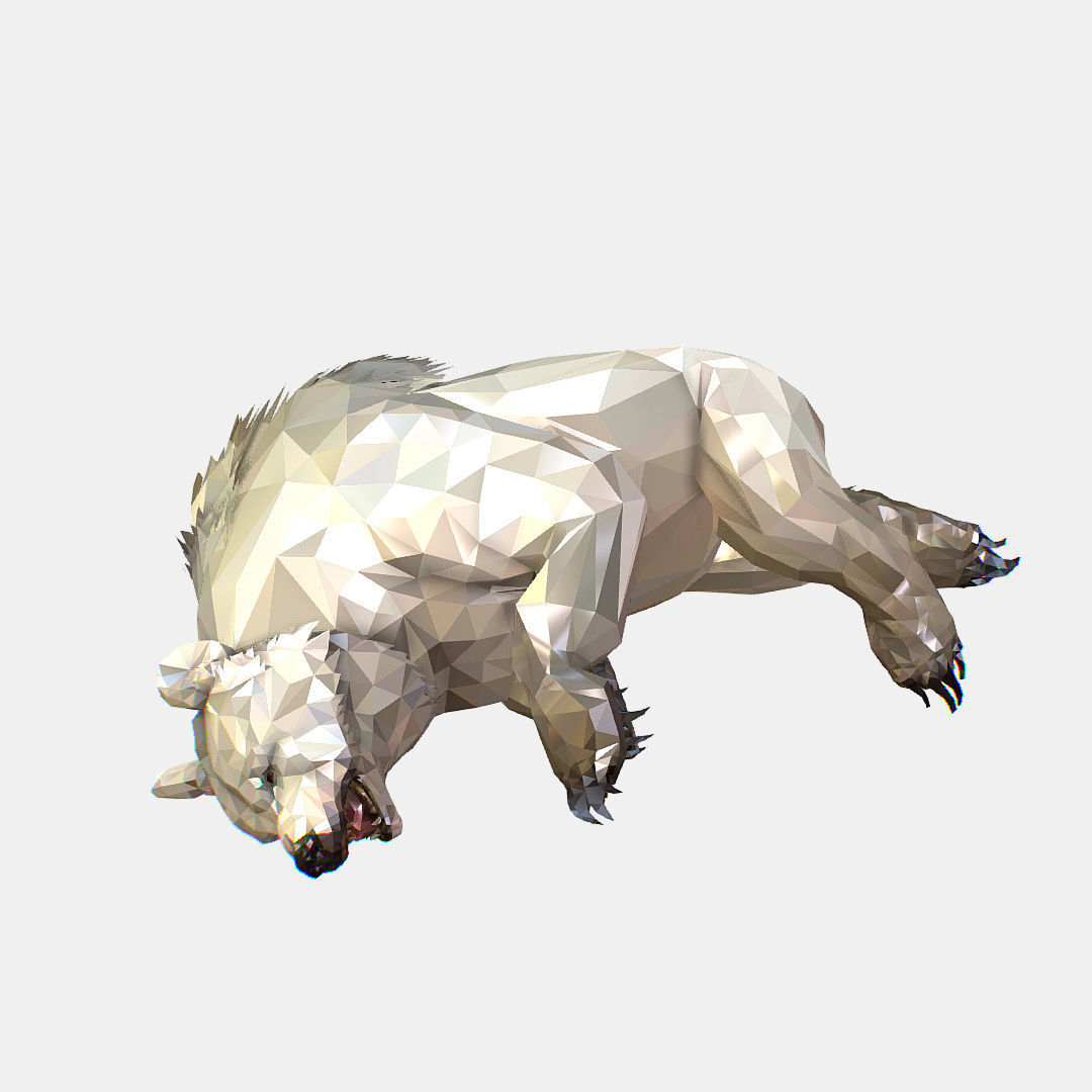 Animated Low Poly Art Arctic animal White Bear Low-poly 3D model_49