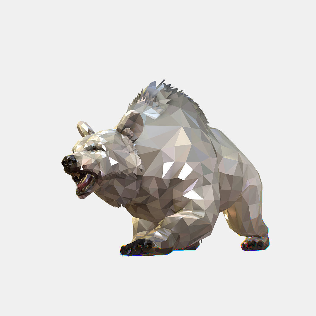 Animated Low Poly Art Arctic animal White Bear Low-poly 3D model_29
