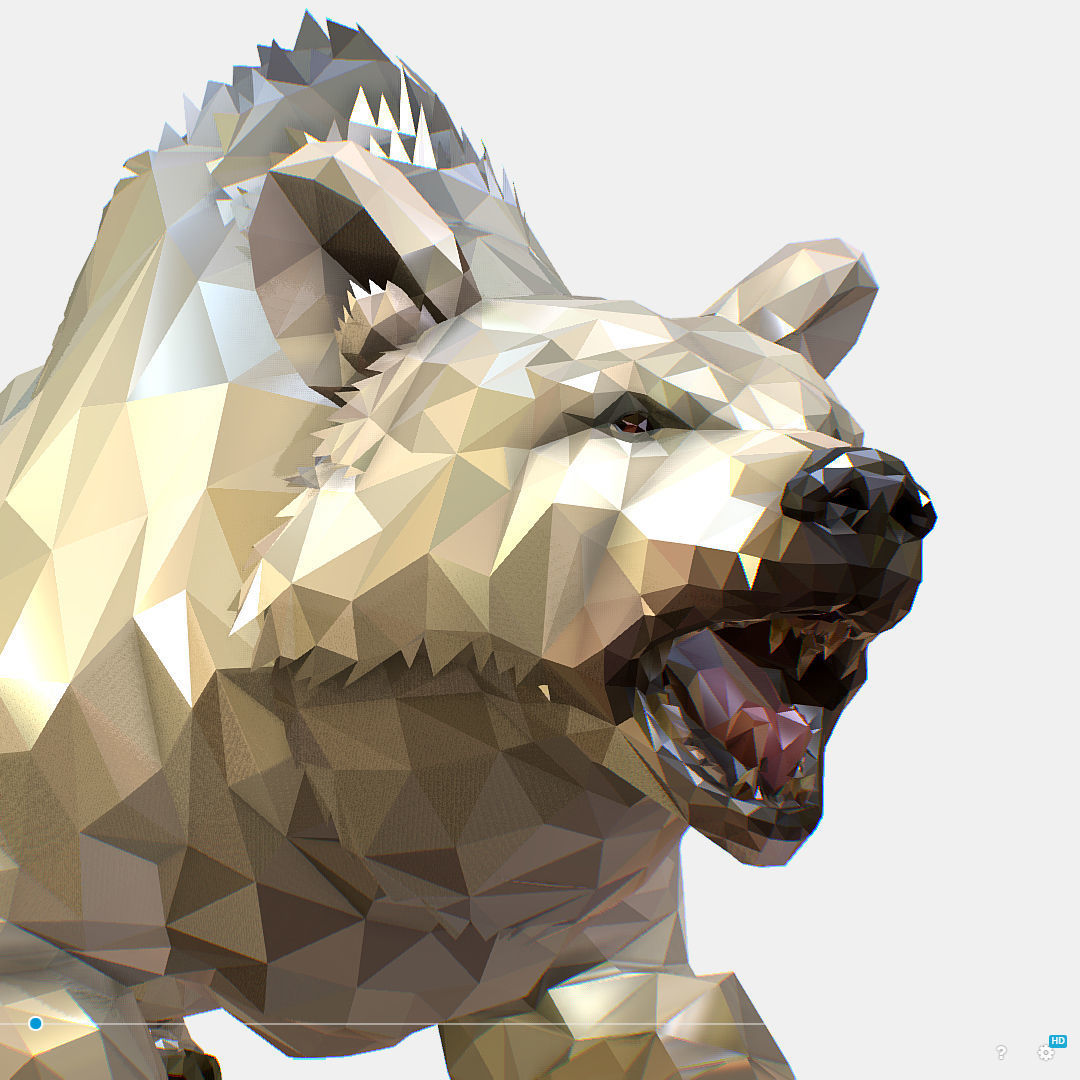 Animated Low Poly Art Arctic animal White Bear Low-poly 3D model_23