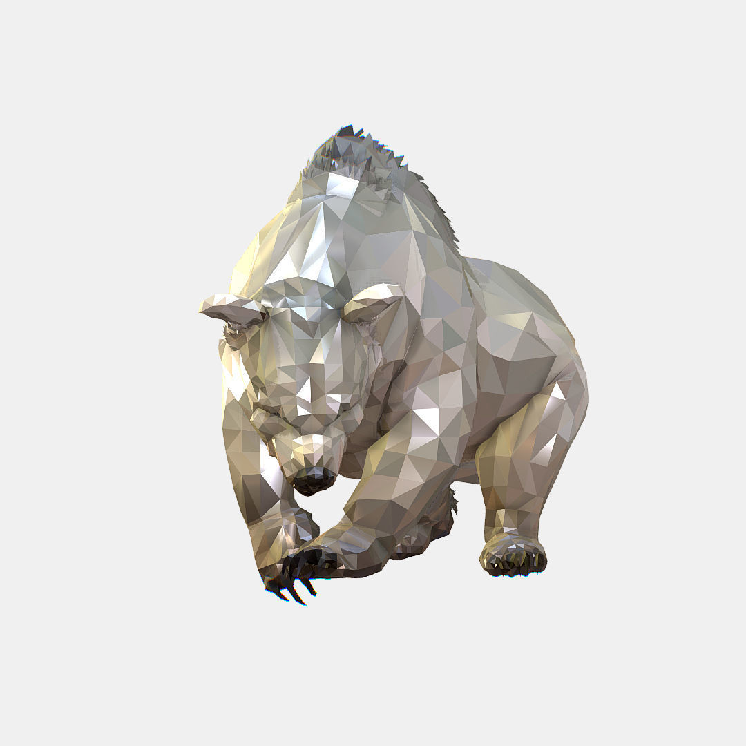 Animated Low Poly Art Arctic animal White Bear Low-poly 3D model_18