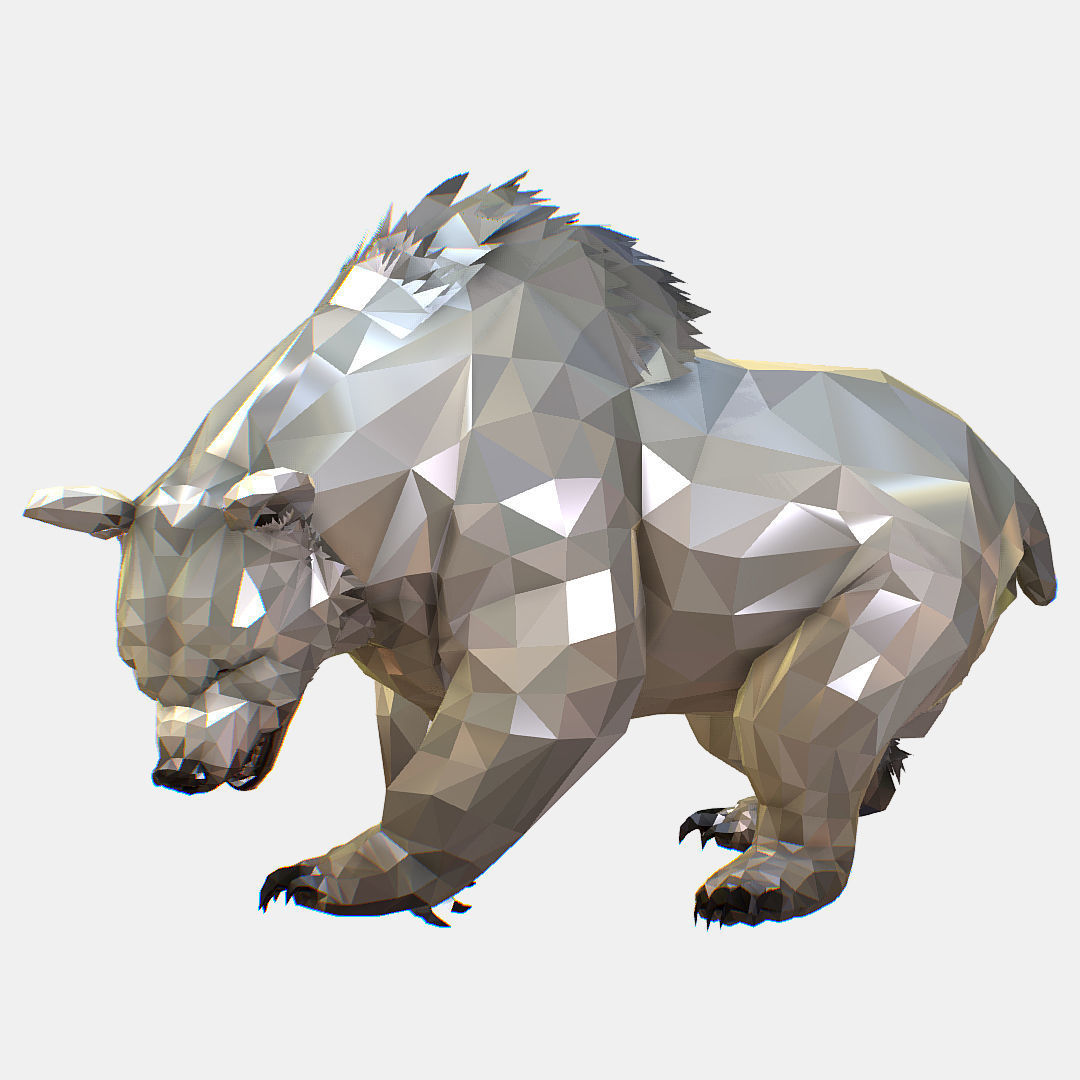 Animated Low Poly Art Arctic animal White Bear Low-poly 3D model_12