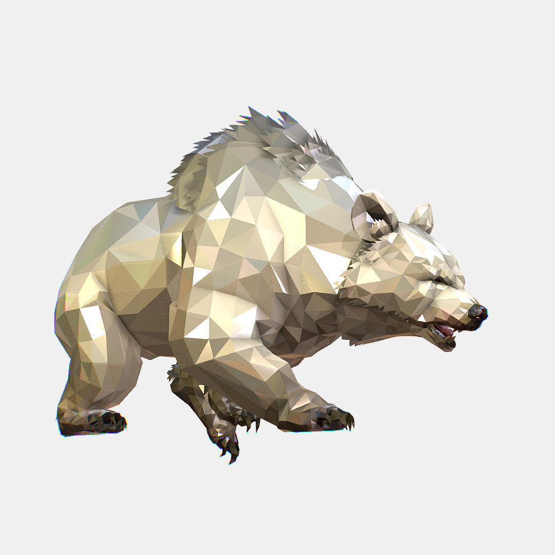 Animated Low Poly Art Arctic animal White Bear Low-poly 3D model_31