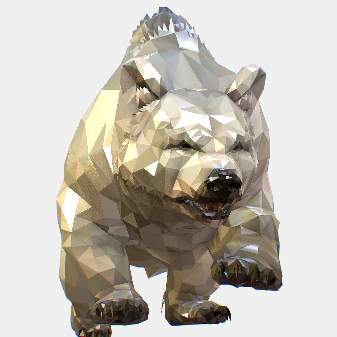 Animated Low Poly Art Arctic animal White Bear Low-poly 3D model_42