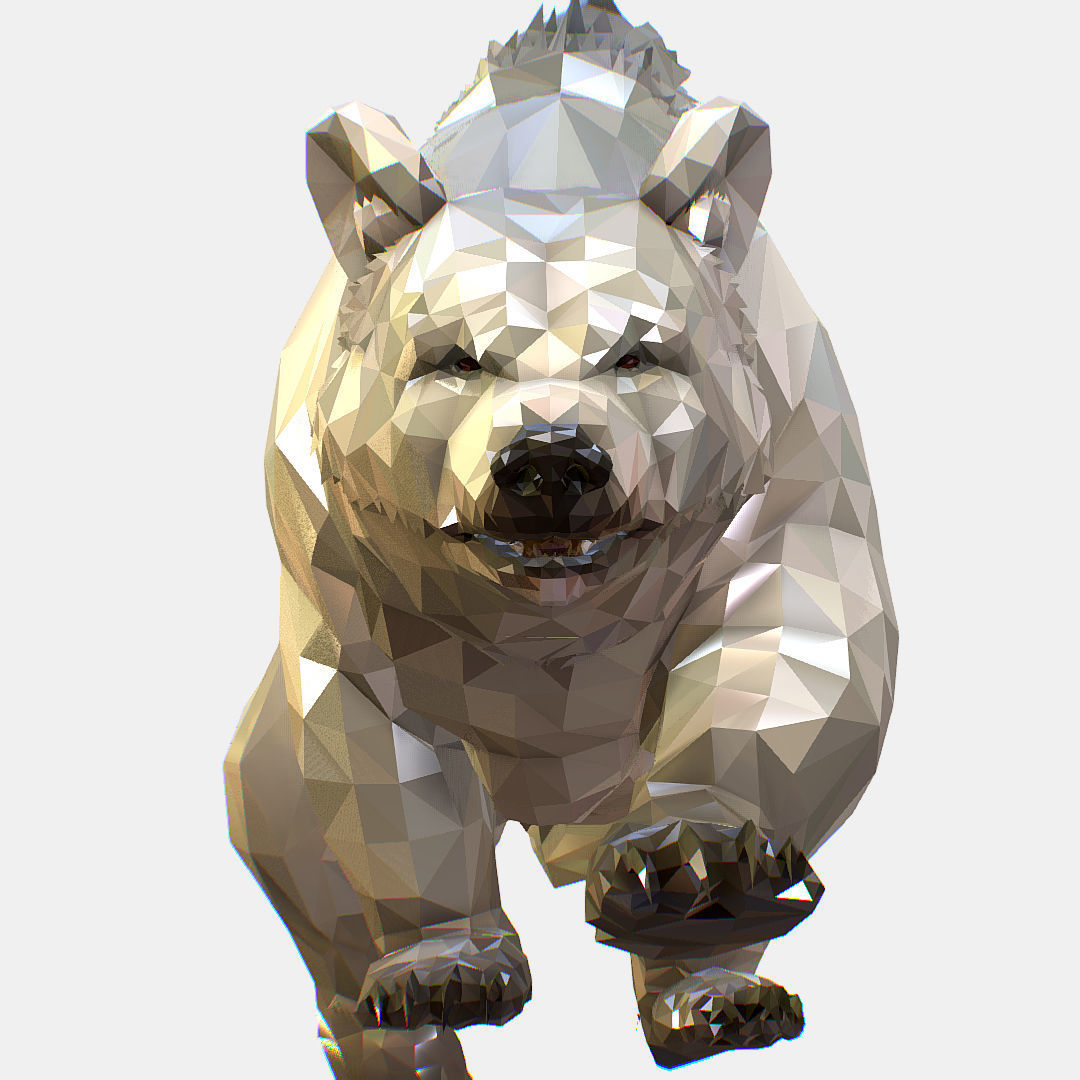 Animated Low Poly Art Arctic animal White Bear Low-poly 3D model_45