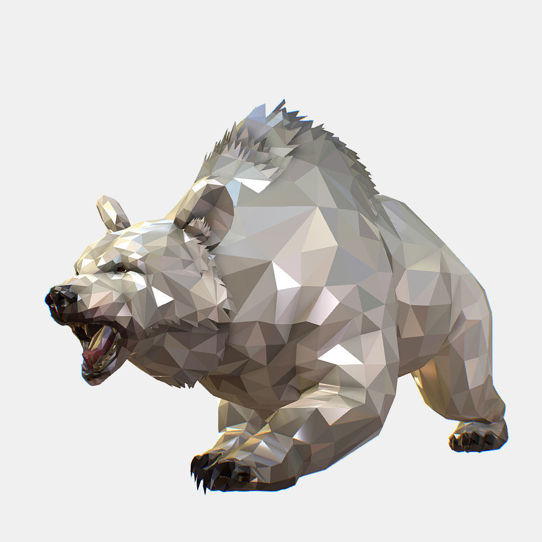 Animated Low Poly Art Arctic animal White Bear Low-poly 3D model_17