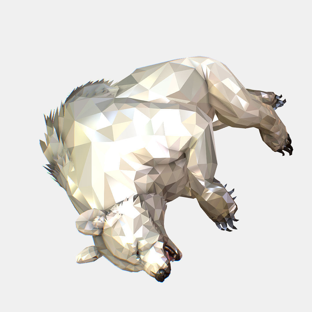 Animated Low Poly Art Arctic animal White Bear Low-poly 3D model_44
