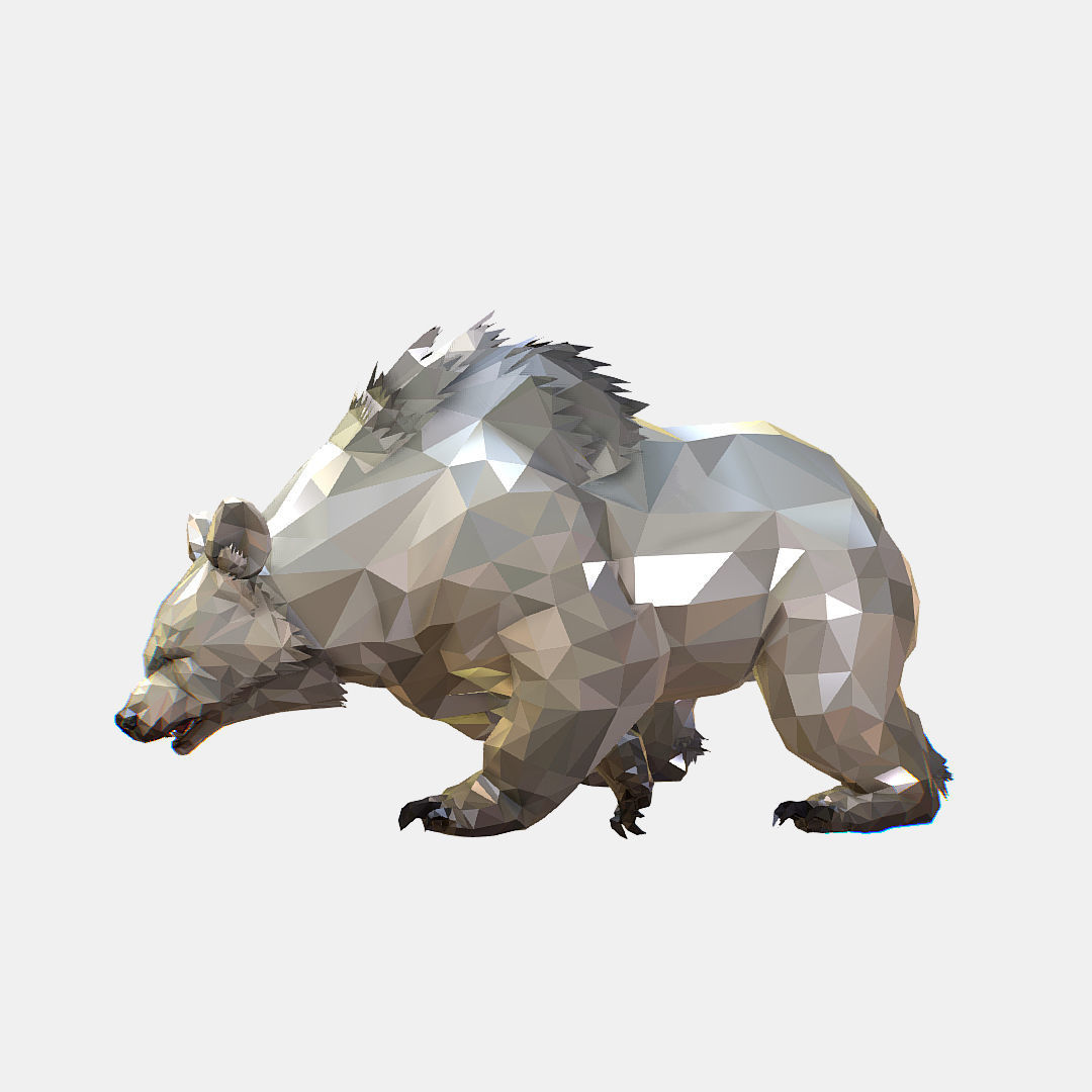Animated Low Poly Art Arctic animal White Bear Low-poly 3D model_37