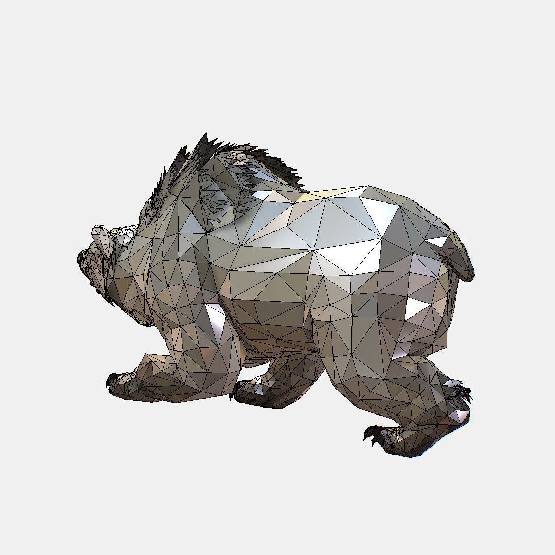 Animated Low Poly Art Arctic animal White Bear Low-poly 3D model_60