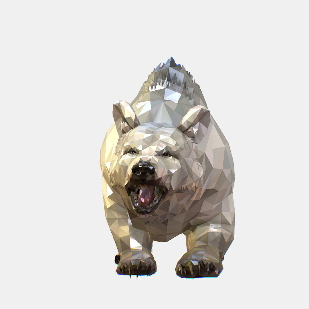 Animated Low Poly Art Arctic animal White Bear Low-poly 3D model_20