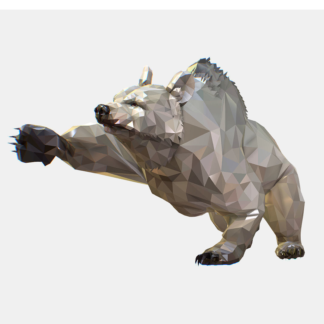 Animated Low Poly Art Arctic animal White Bear Low-poly 3D model_16