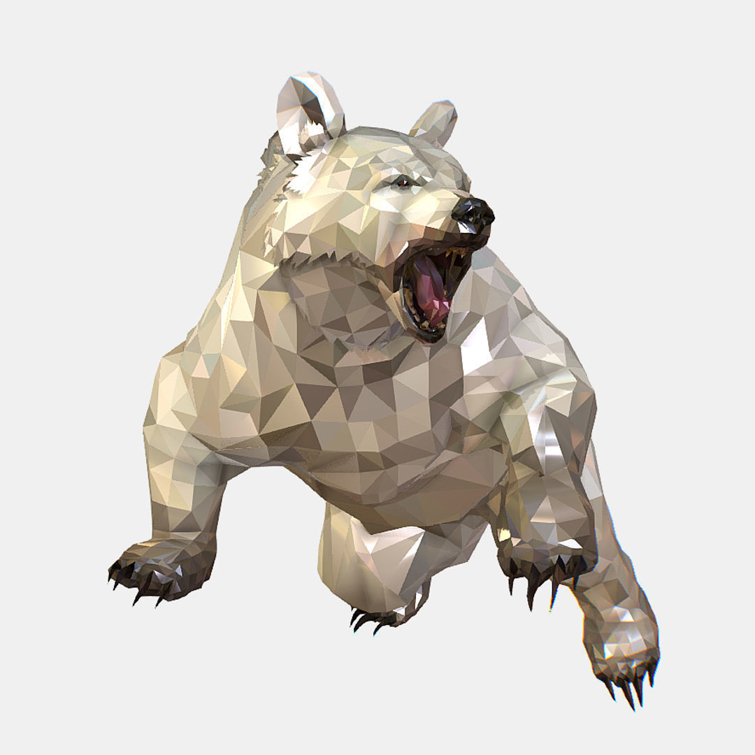 Animated Low Poly Art Arctic animal White Bear Low-poly 3D model_52