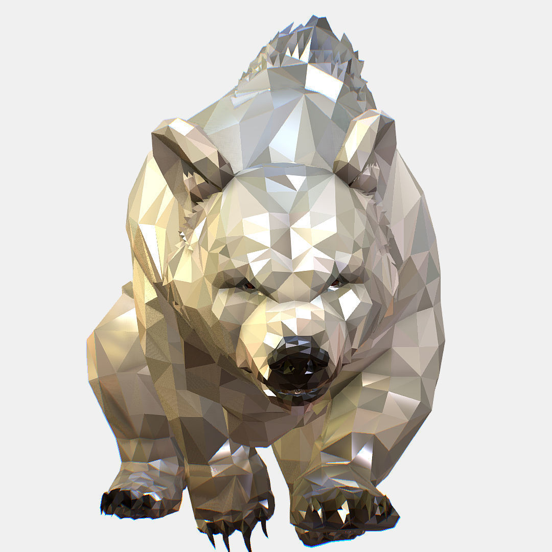 Animated Low Poly Art Arctic animal White Bear Low-poly 3D model_41
