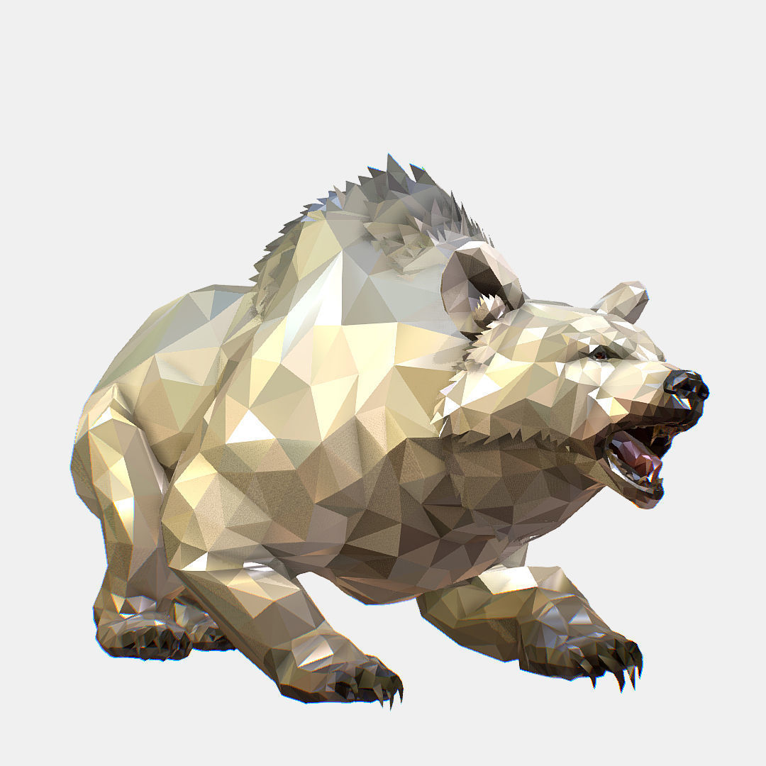 Animated Low Poly Art Arctic animal White Bear Low-poly 3D model_19