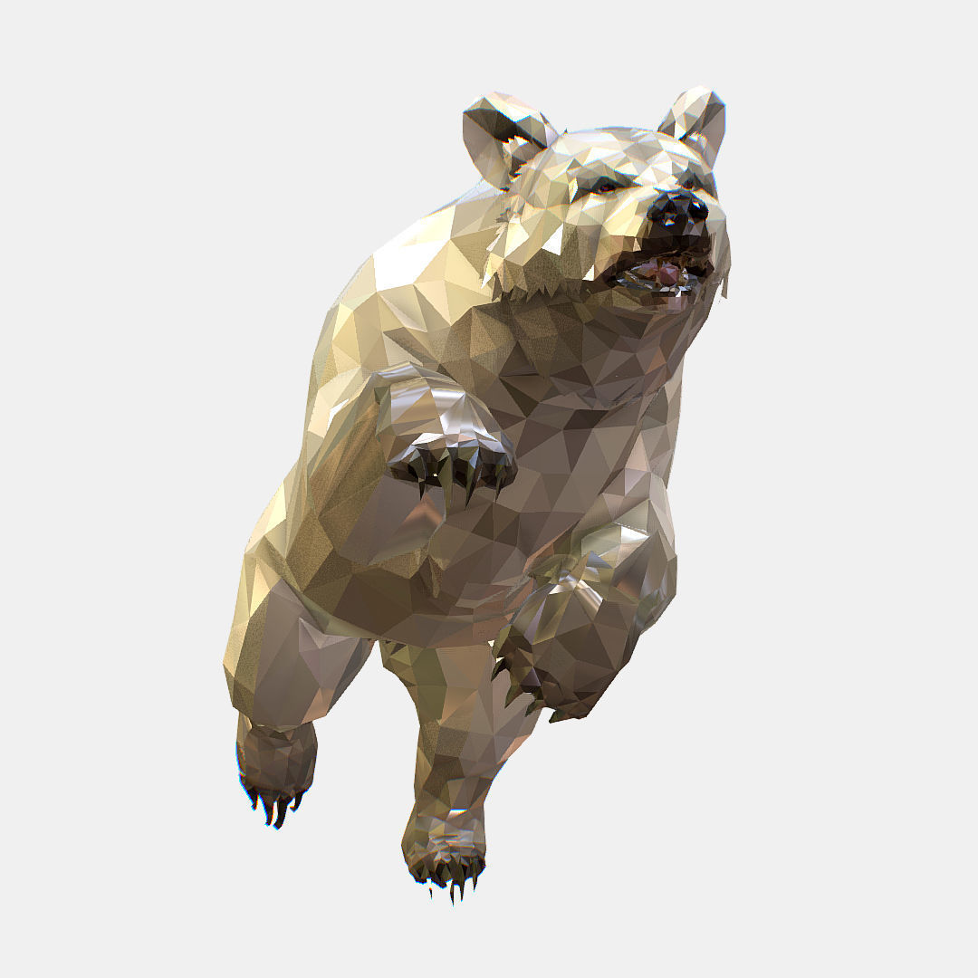 Animated Low Poly Art Arctic animal White Bear Low-poly 3D model_6