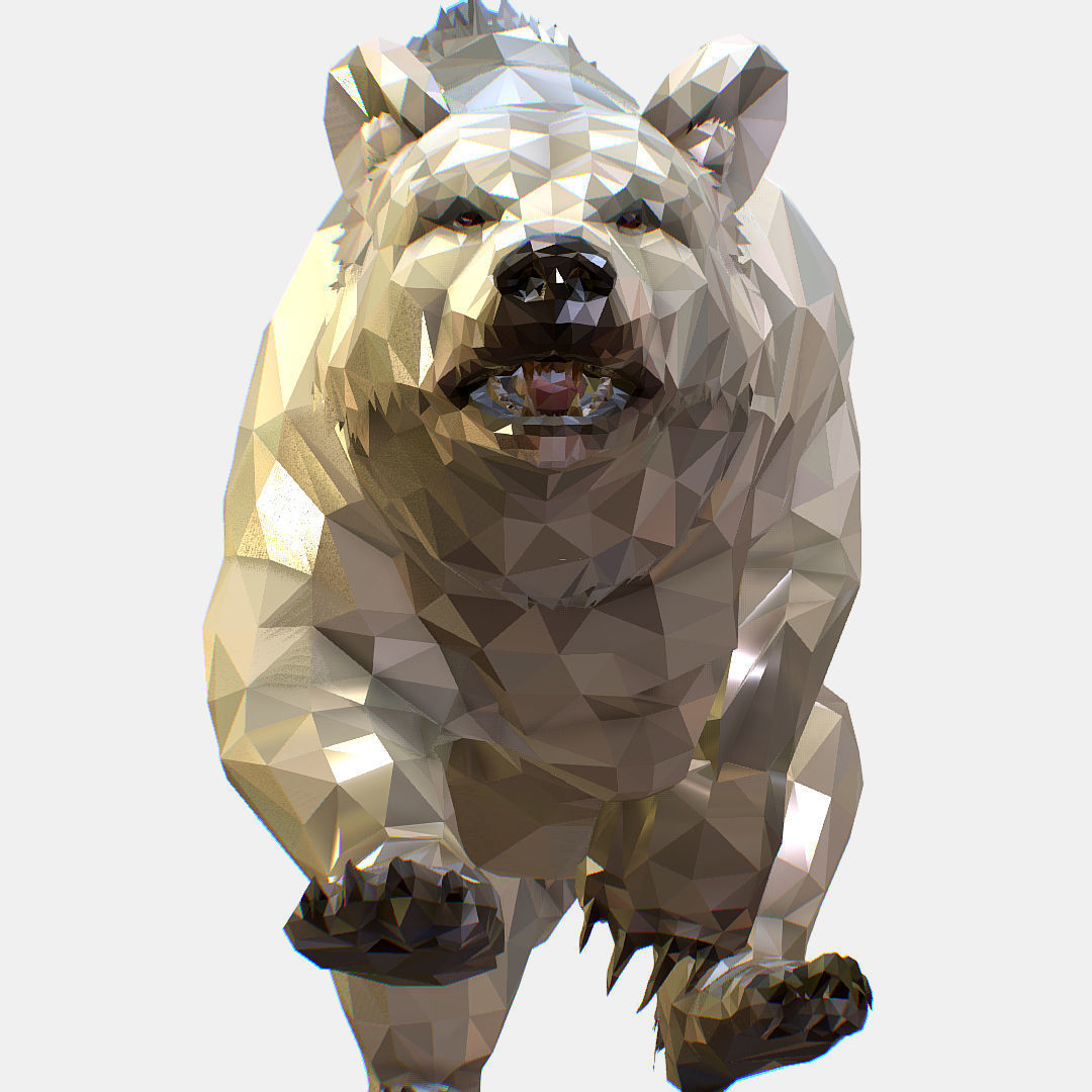 Animated Low Poly Art Arctic animal White Bear Low-poly 3D model_43