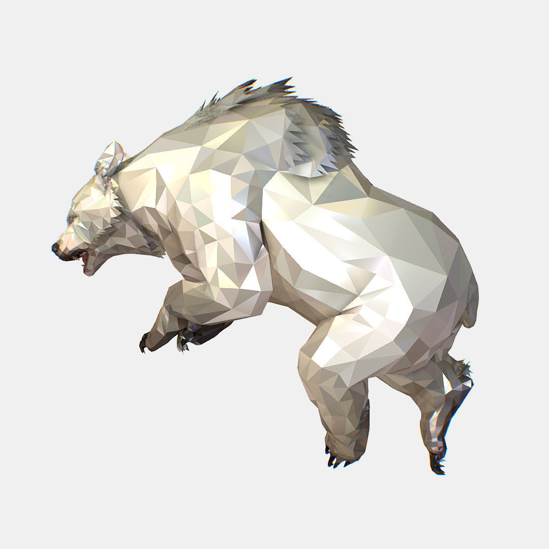 Animated Low Poly Art Arctic animal White Bear Low-poly 3D model_48