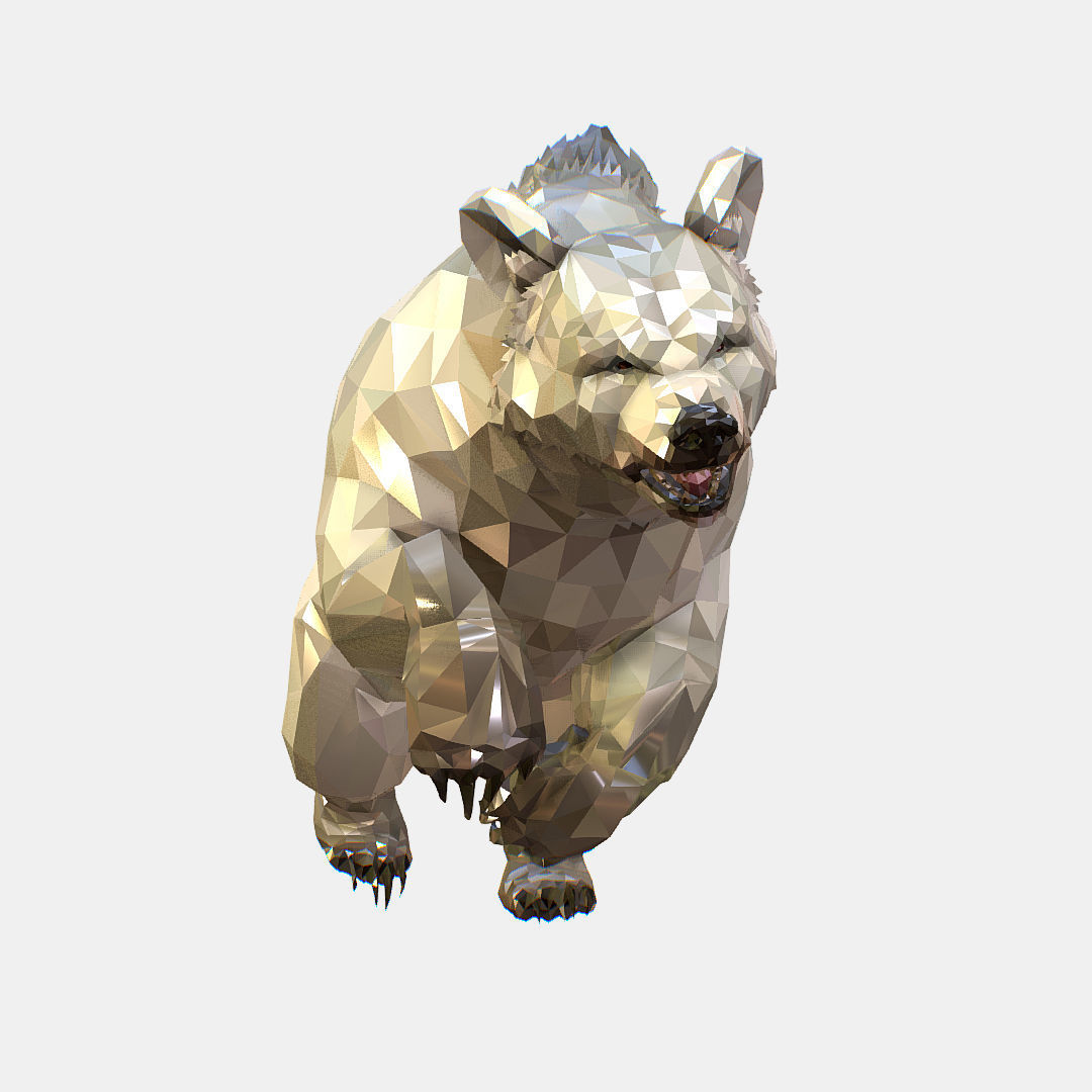 Animated Low Poly Art Arctic animal White Bear Low-poly 3D model_2