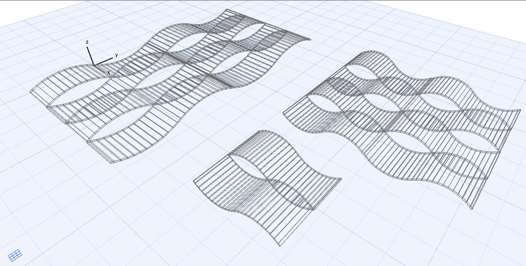 archicad wave ceiling object Low-poly 3D model_2
