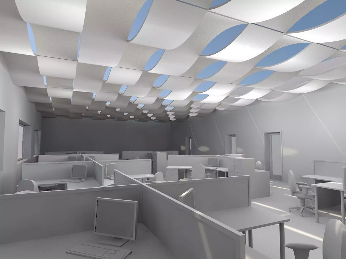 archicad wave ceiling object Low-poly 3D model_0