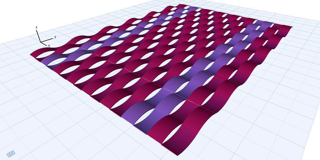 archicad wave ceiling object Low-poly 3D model_1