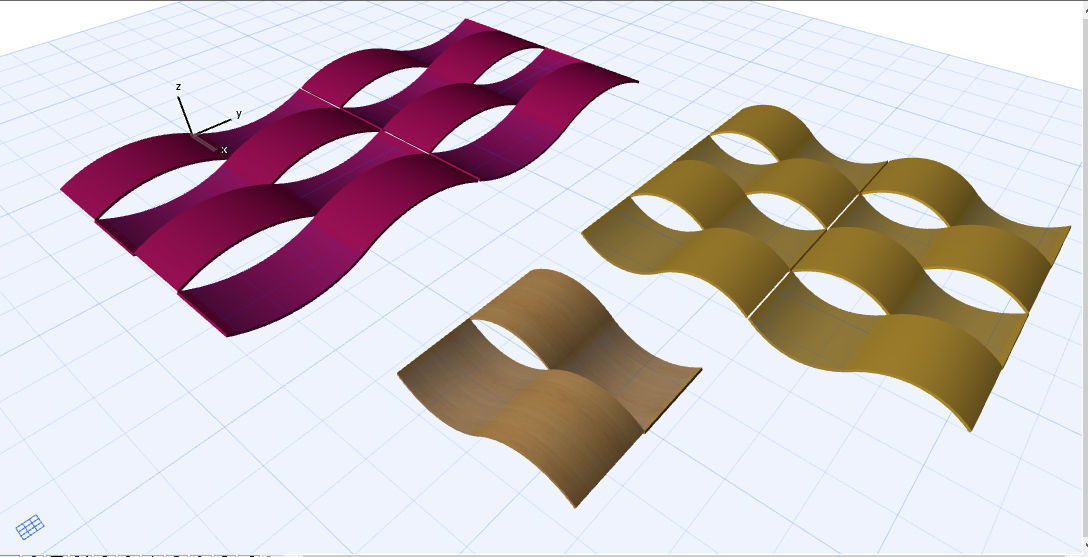 archicad wave ceiling object Low-poly 3D model_3