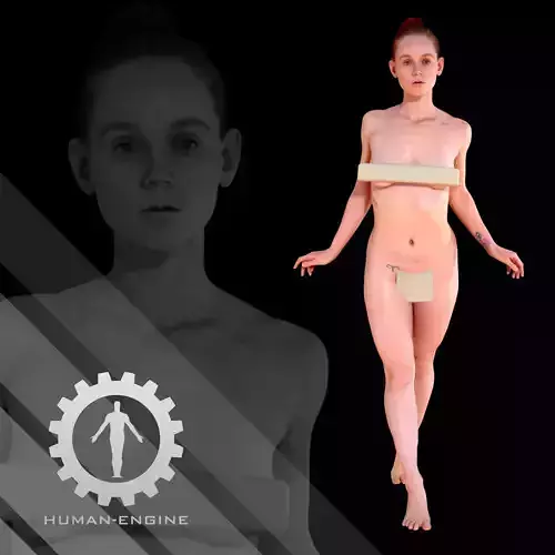 Female Scan - Helga 011 Graceful Pose High Poly Low-poly 3D model
