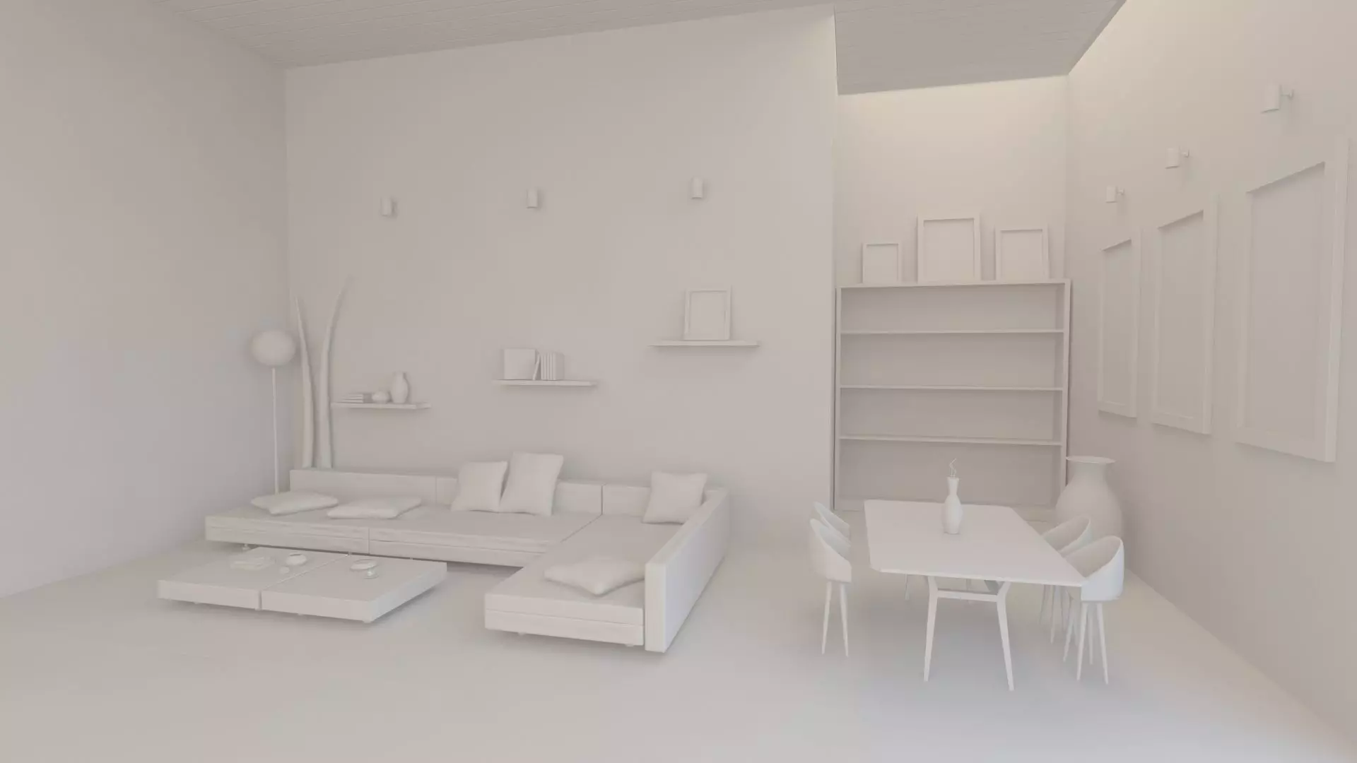 Living Room with furniture 8 x 10 M 3D print model