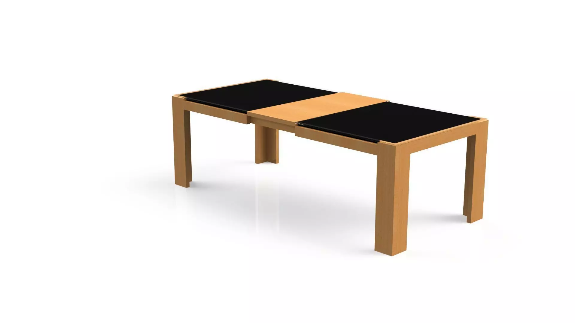 Wooden Table with Glass Top Free 3D model