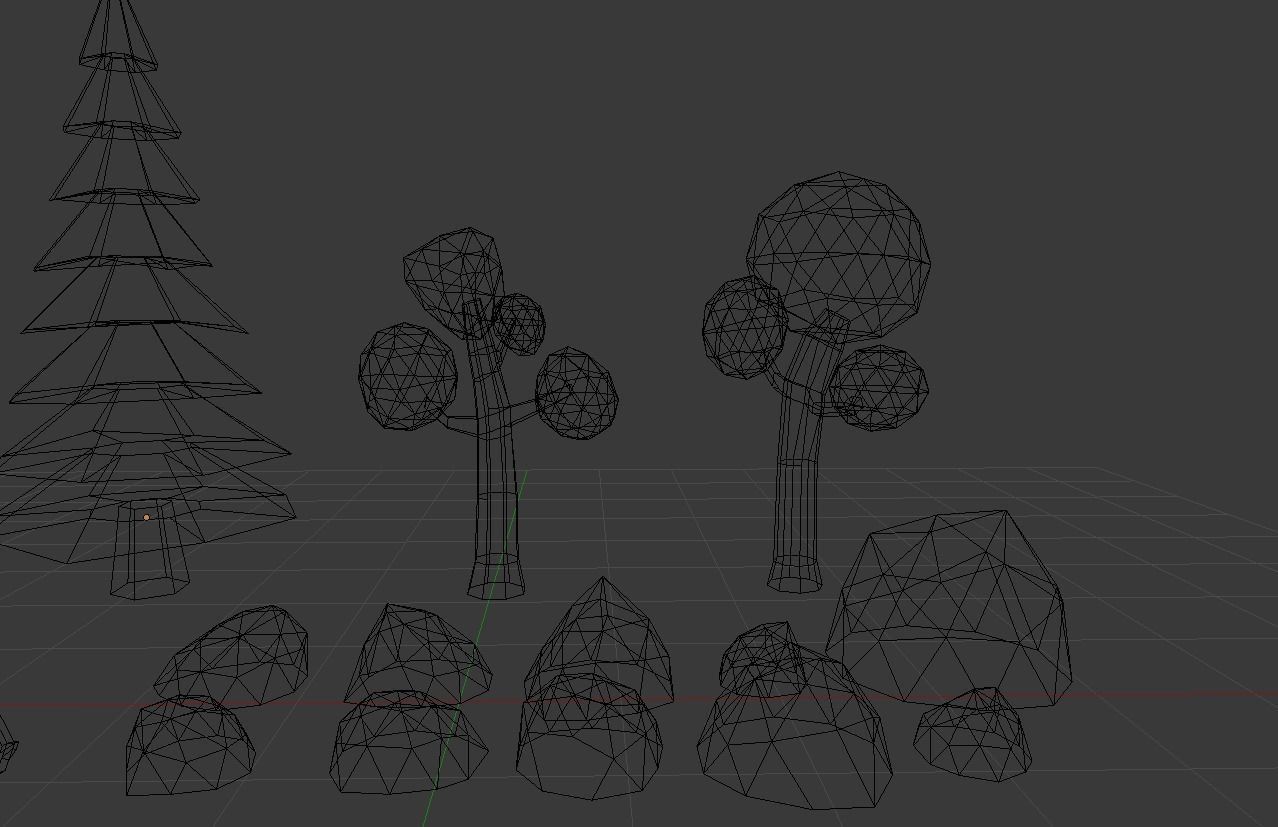 Low poly trees rocks logs Low-poly 3D model_5