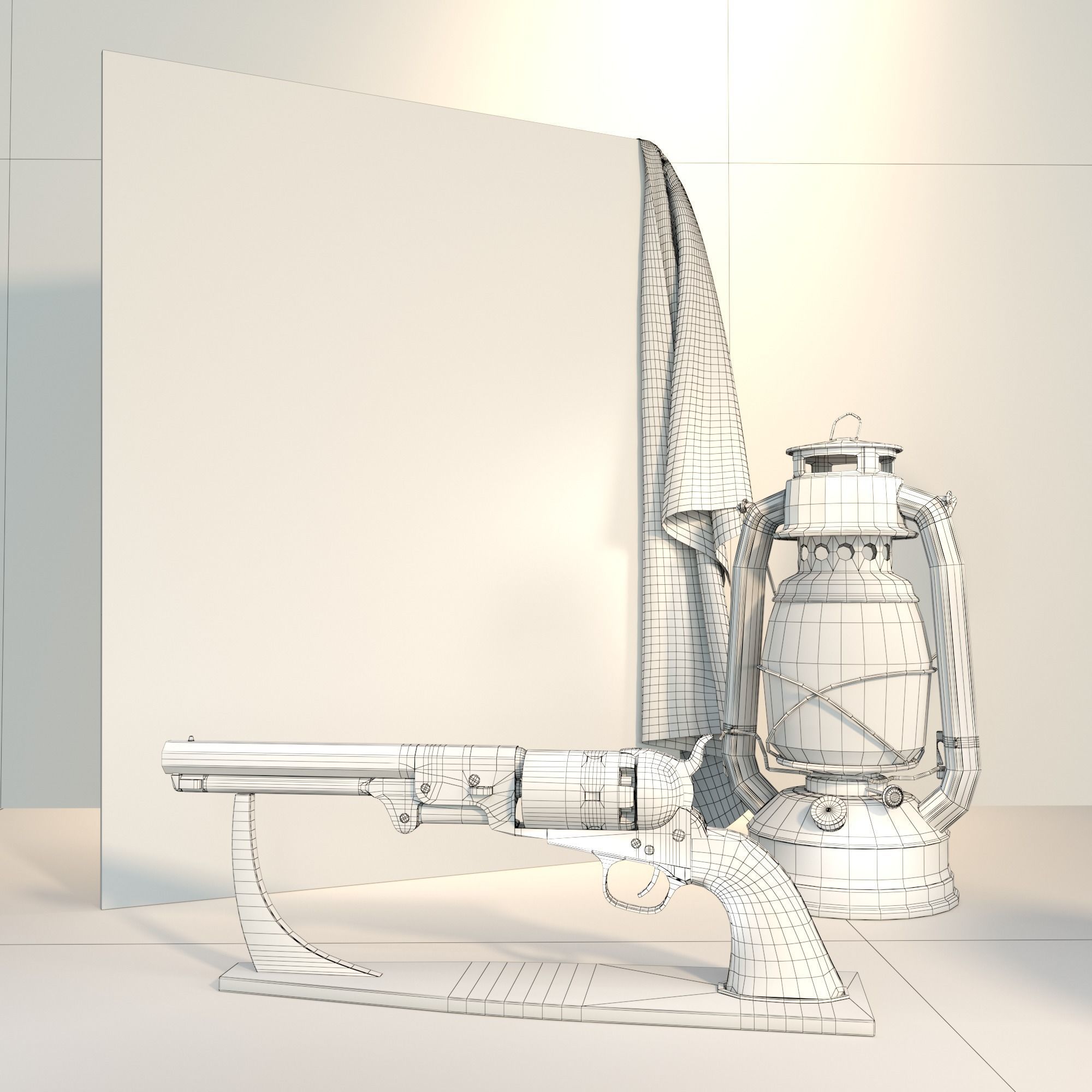 decorative set Western Low-poly 3D model_6