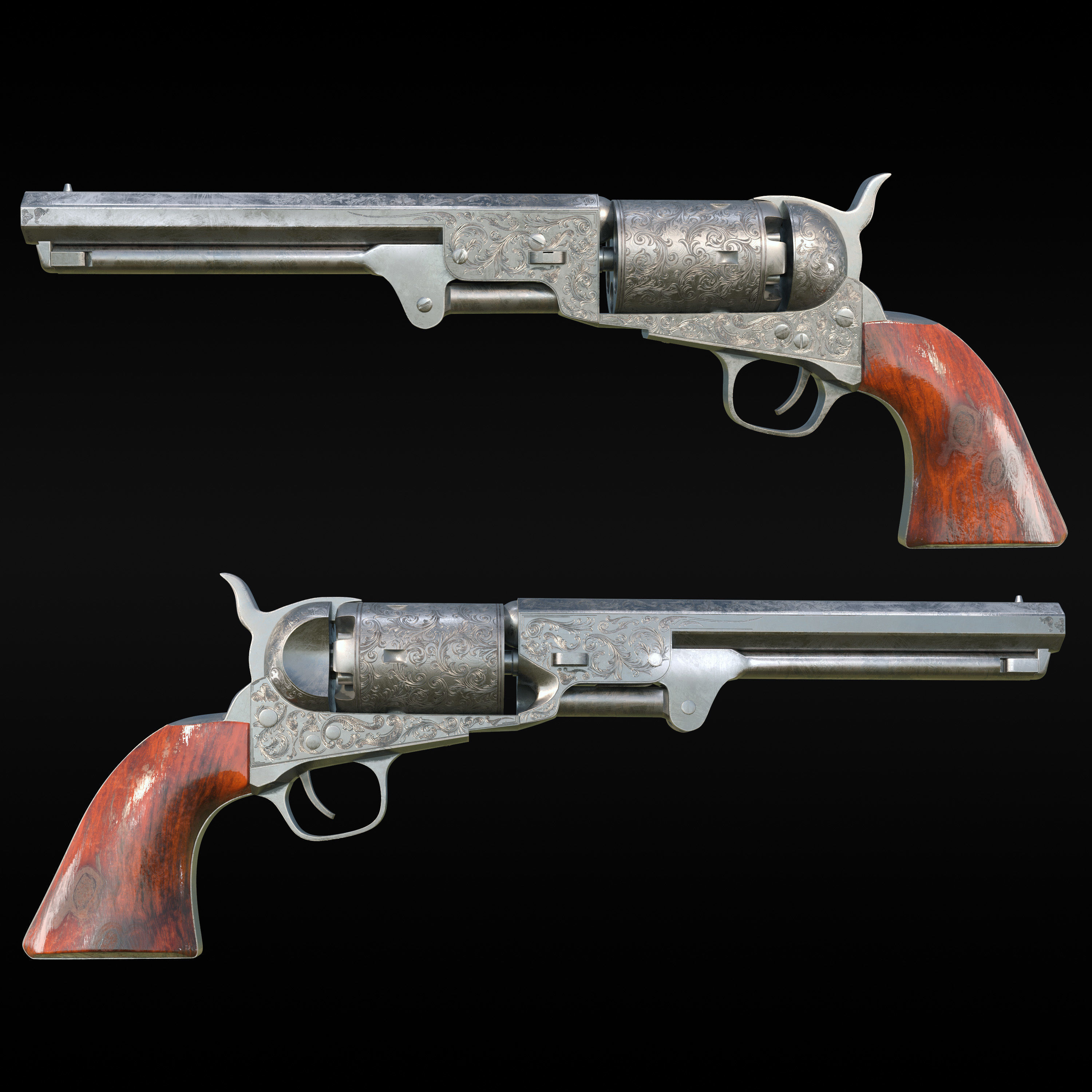 decorative set Western Low-poly 3D model_1